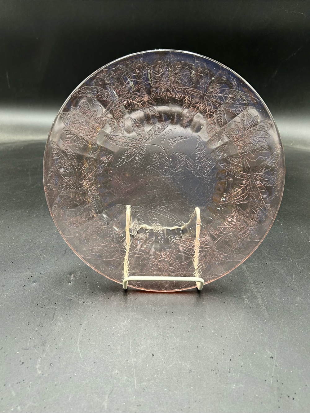 Jeannette Pink Pressed depression glass poinsettia plate